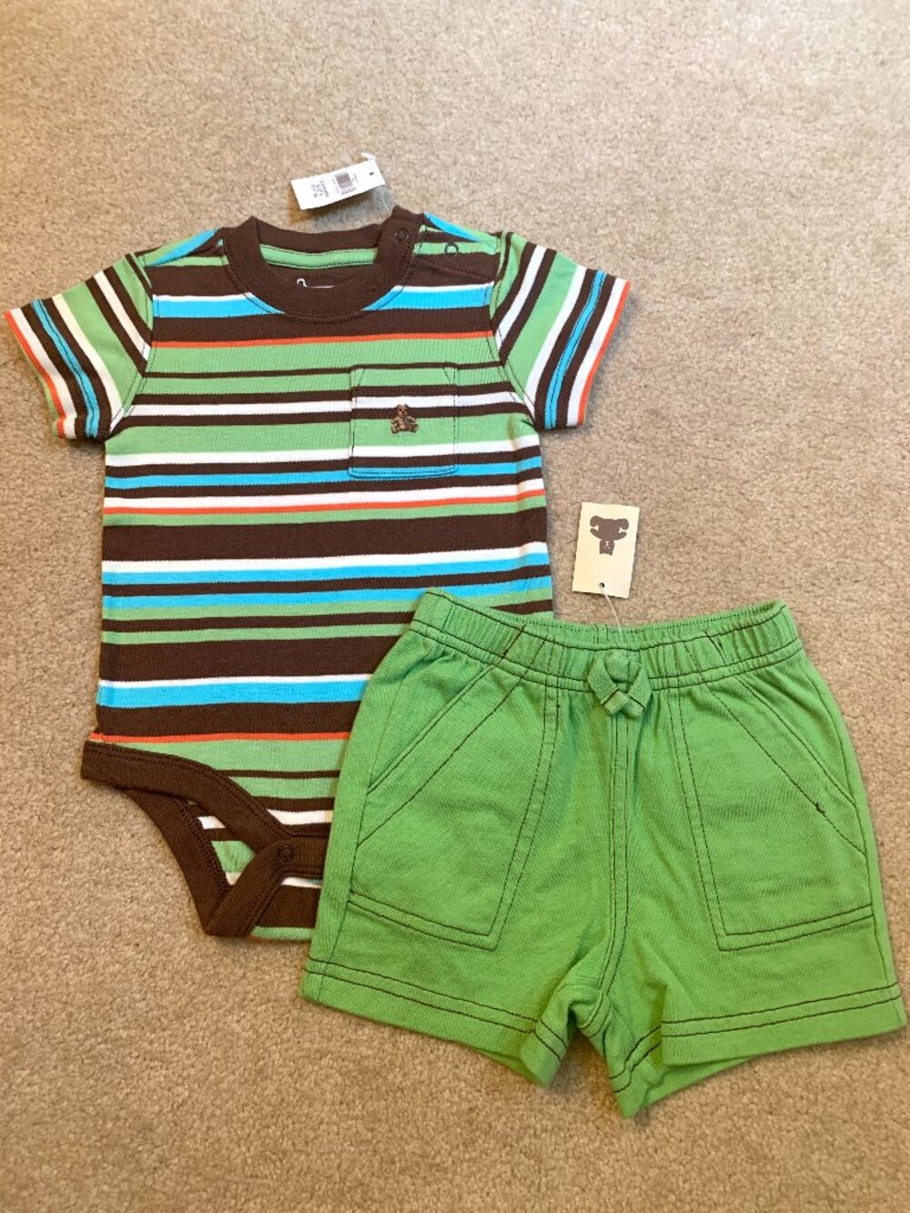 Baby Gap Striped Bodysuit Shorts Set 3-6 mo NWT Teddy Bear